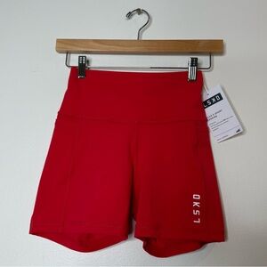 New LSKD Flux X Short in scarlet red biker shorts with pockets size small